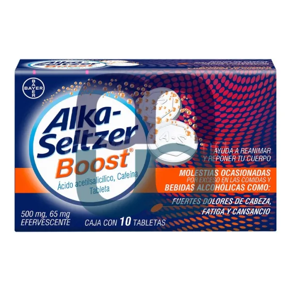 ALKA SELTZER BOOST 500-65 MG CON 10 TABLETAS EFERVESCENTES