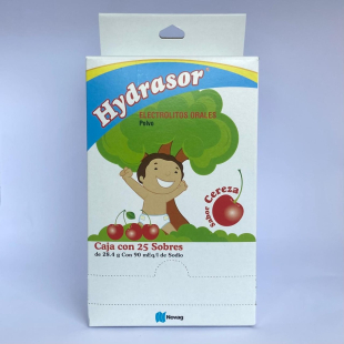 Hydrasor polvo para solución sabor cereza 28.4 g caja con 25 sobres