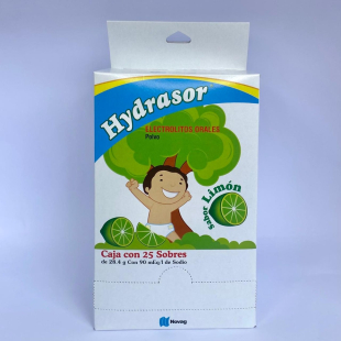 Hydrasor polvo para solución sabor limón 28.4 g caja con 25 sobres