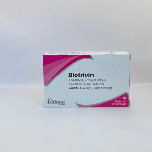 Biotrivin 100/5/0.05 mg con 30 tabletas