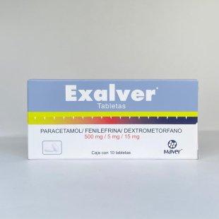 Exalver 500 mg/15 mg/5 mg con 10 tabletas