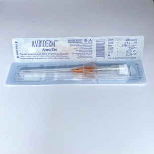 Ambio-on catéter IV radiopaco 14gx46mm. Color naranja con 1 pieza