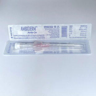 Ambio-on cateter IV radiopaco 20gx32mm. Color rosa con 1 pieza