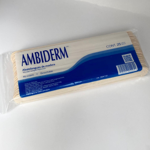 Abatelenguas de madera (ambiderm) bolsa c/25 pzs.